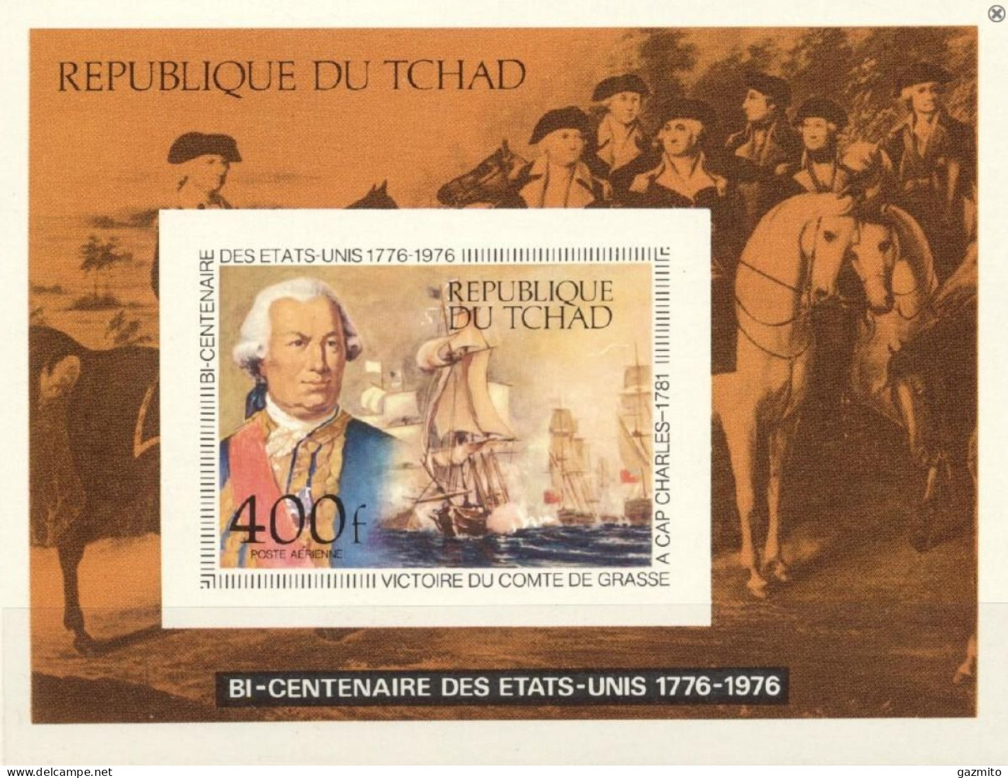 Tchad 1976, 200th American Revolution, Washington, Ships, BF IMPERFORATED - George Washington