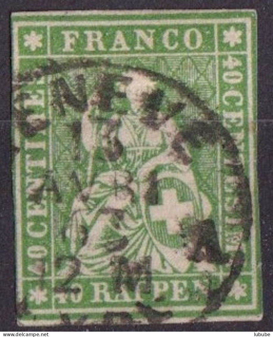 Strubel 26G, 40 Rp.grün  GENEVE      1863 - Usati