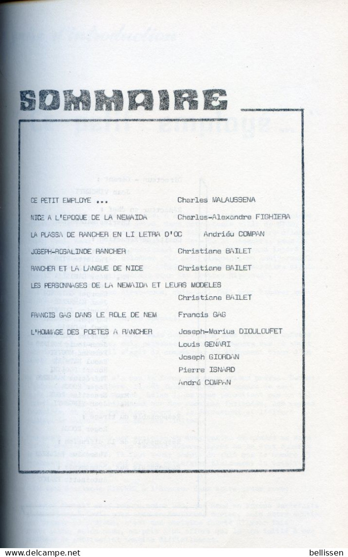 Joseph Rosalinde Rancher, Ed. Lou Sourgentin 1975 Bilingue Nissart/Français NICE ALPES MARITIMES - Côte D'Azur
