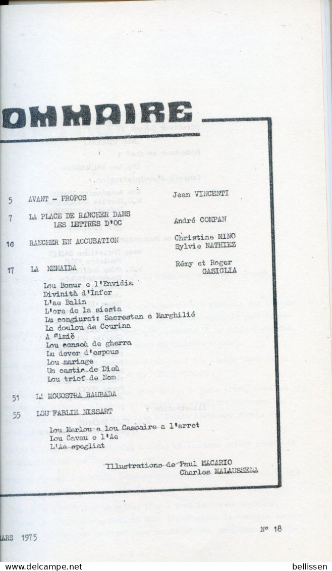 Joseph Rosalinde Rancher, Ed. Lou Sourgentin 1975 Bilingue Nissart/Français NICE ALPES MARITIMES - Côte D'Azur