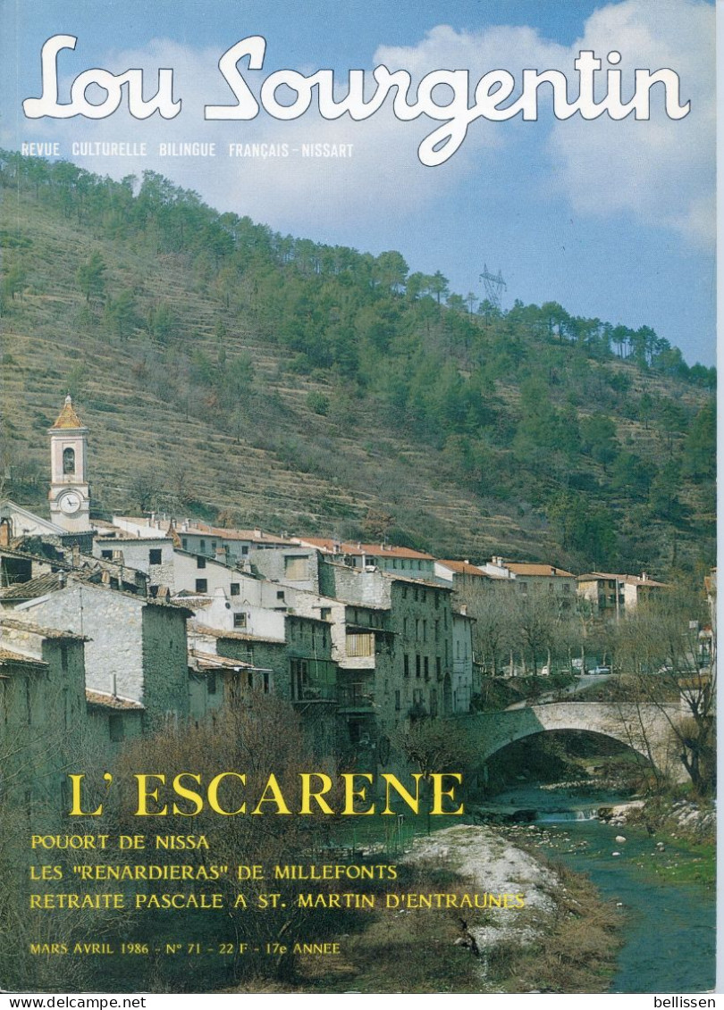 Revue Lou Sourgentin  N°71 : L'ESCARENE  ARRIERE-PAYS DE NICE ALPES-MARITIMES 1986 - Côte D'Azur