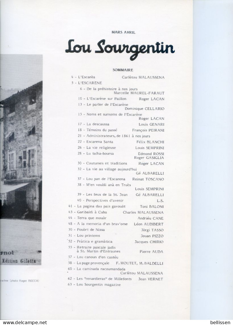 Revue Lou Sourgentin  N°71 : L'ESCARENE  ARRIERE-PAYS DE NICE ALPES-MARITIMES 1986 - Côte D'Azur
