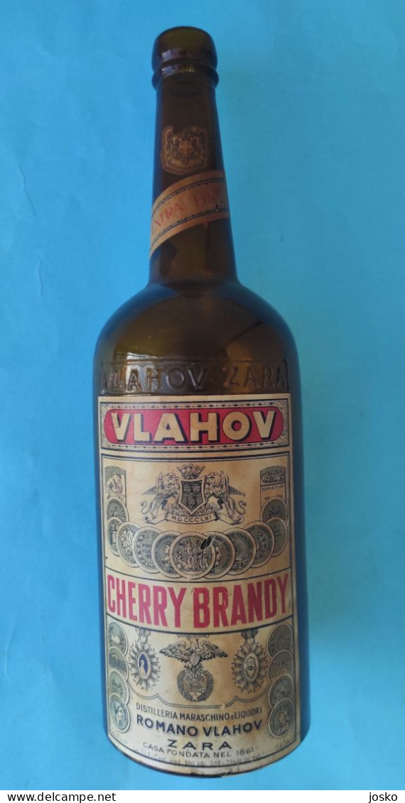 ROMANO VLAHOV ZARA (ZADAR) Croatia Glass Bottle 1930s* Maraschino Liqueur Factory Fabbrica Island Prvic Sepurine Sibenik - Alcools