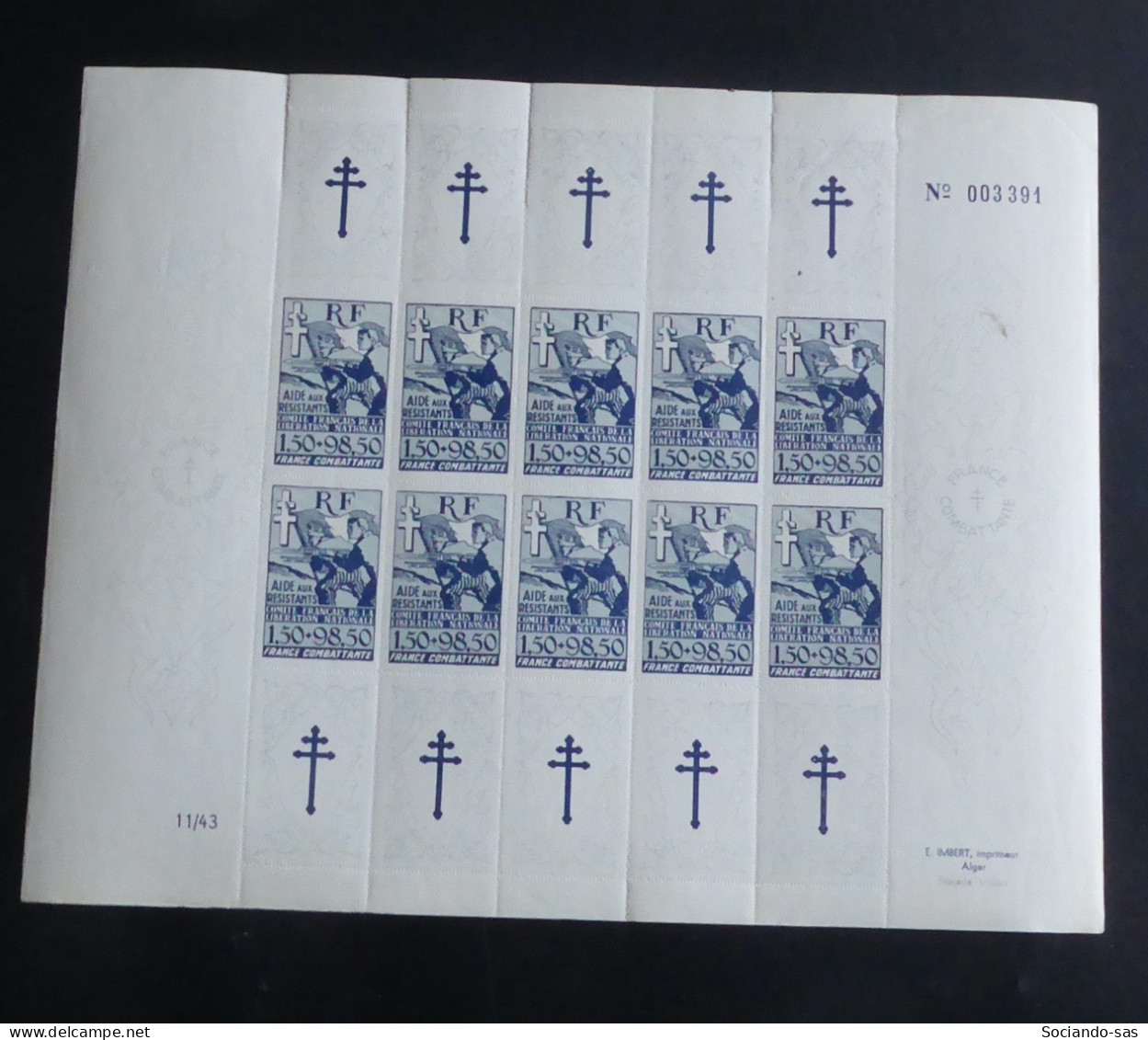 COLONIES GENERALES - 1943 - N°YT. 6 - Aide Aux Résistants - Feuille Complète - Neuf Luxe ** / MNH / Postfrisch - Other & Unclassified