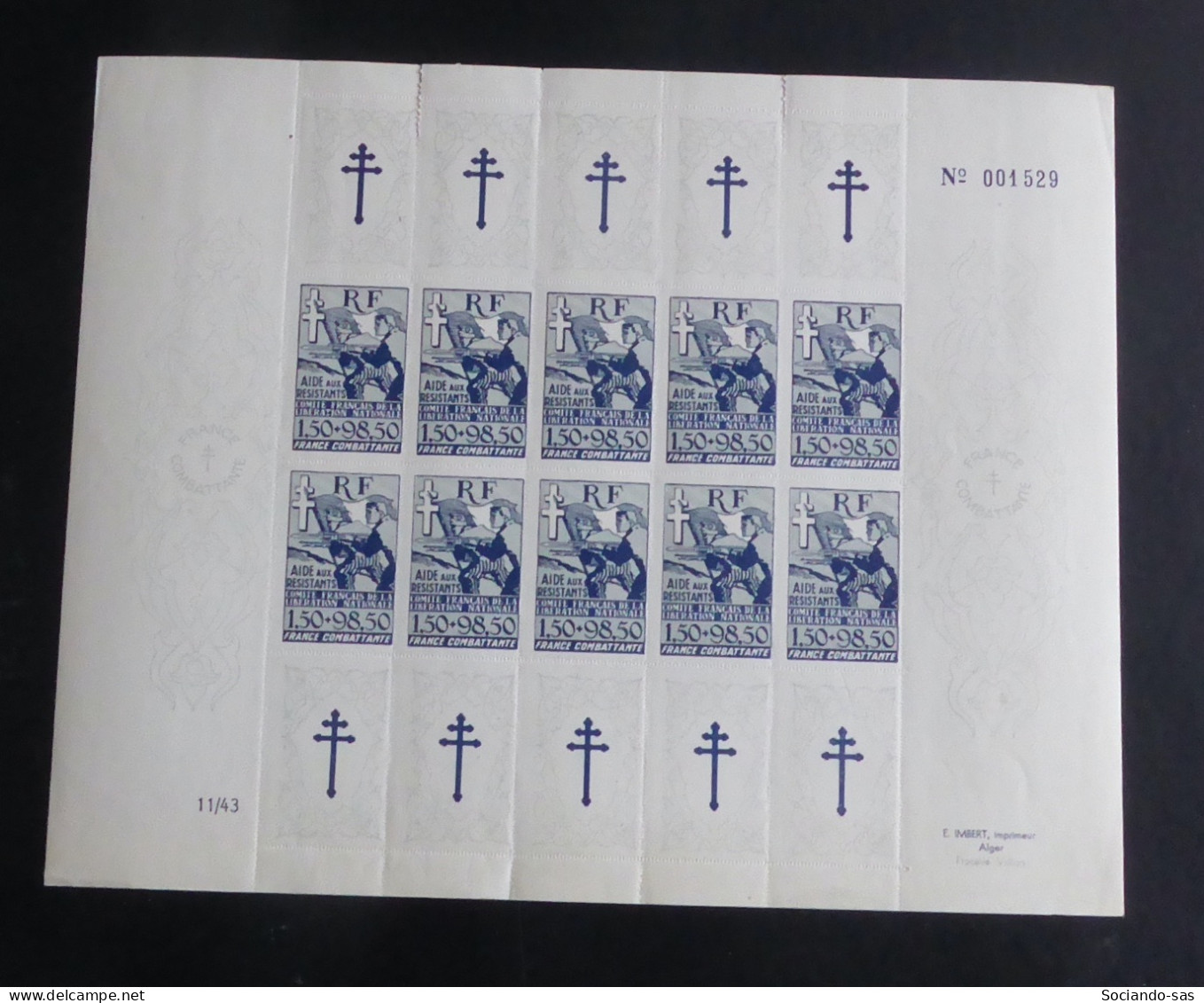 COLONIES GENERALES - 1943 - N°YT. 6 - Aide Aux Résistants - Feuille Complète - Neuf Luxe ** / MNH / Postfrisch - Other & Unclassified