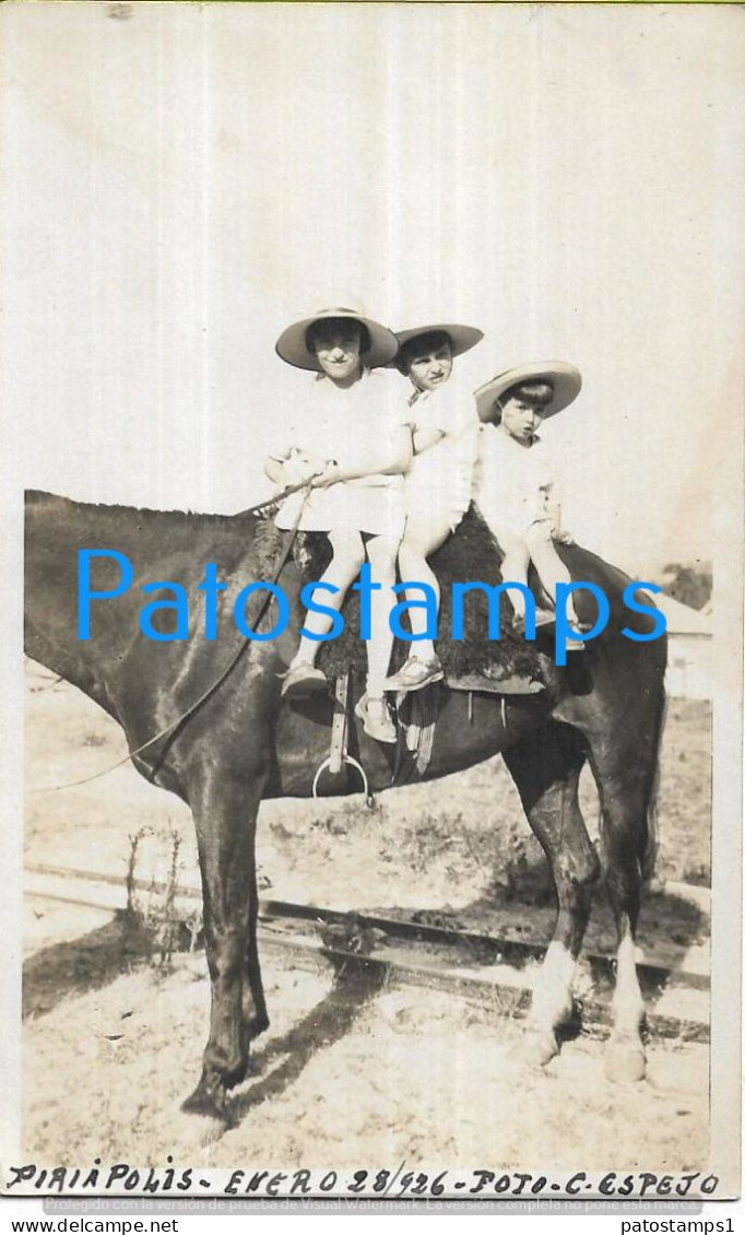 222572 URUGUAY PIRIAPOLIS COSTUMES CHILDREN IN HORSE POSTAL POSTCARD - Uruguay