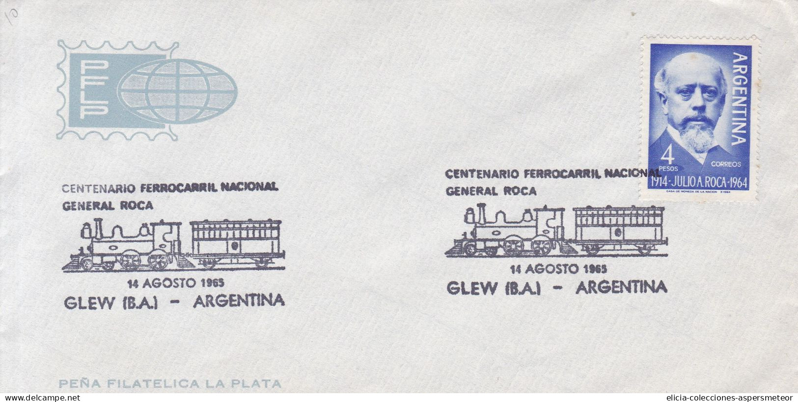 Argentina - 1965 - Envelope -  Railway Roca Centenary - Julio A. Roca Stamp - Caja 30 - Usati