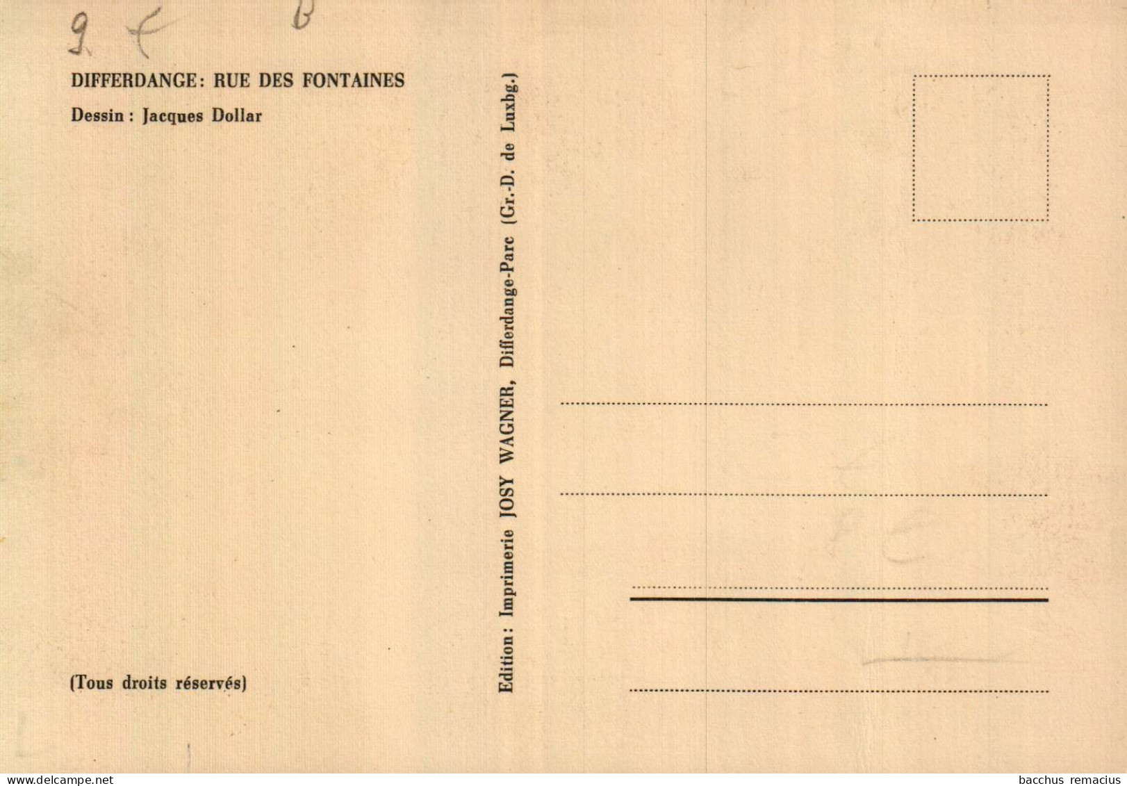 DIFFERDANGE - Rue Des Fontaines - Dessin : Jacques Dollar - Differdange