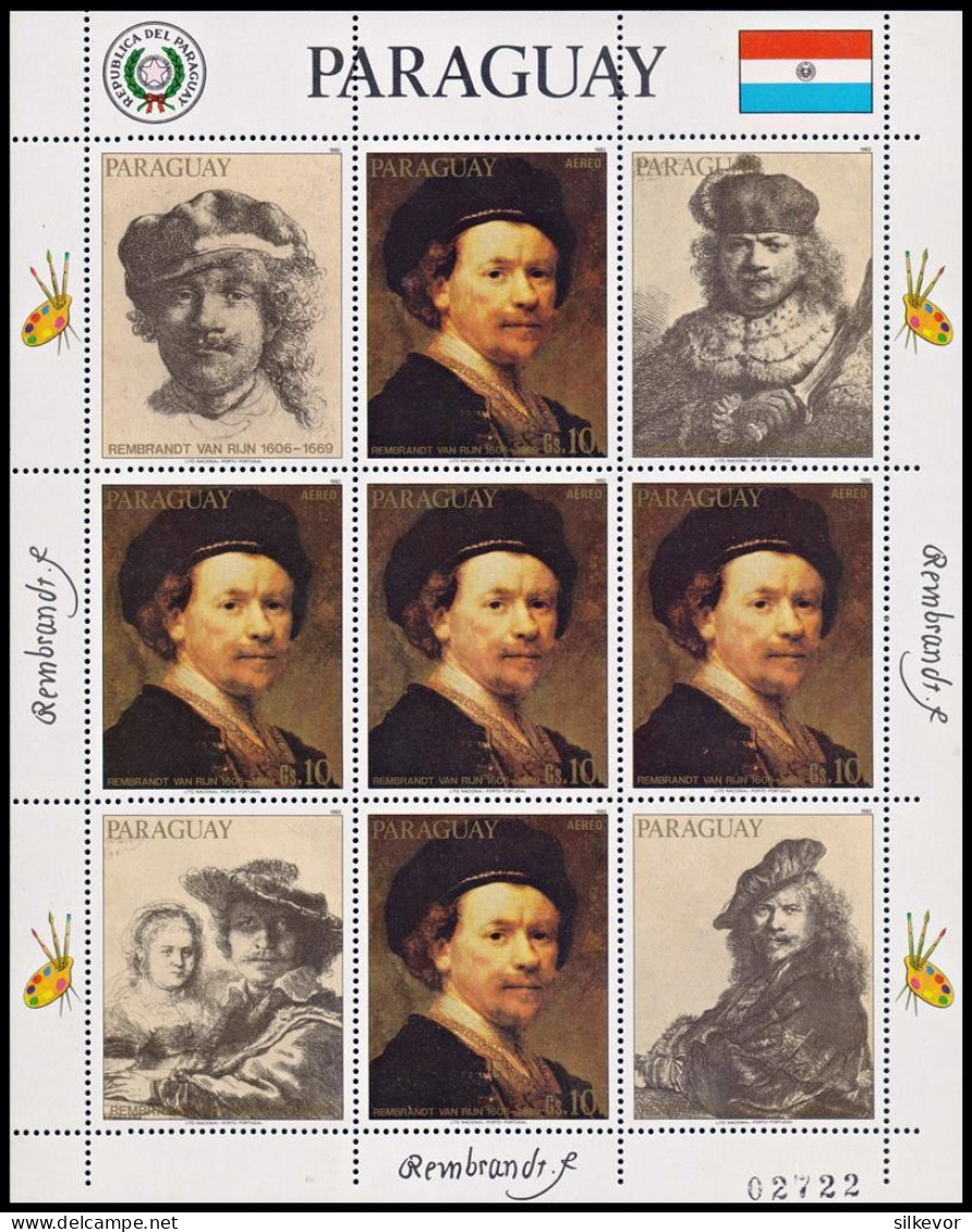 PAINTINGS-1983-PARAGUAY STAMPS-REMBRANDT--S/S-MNH- - Rembrandt