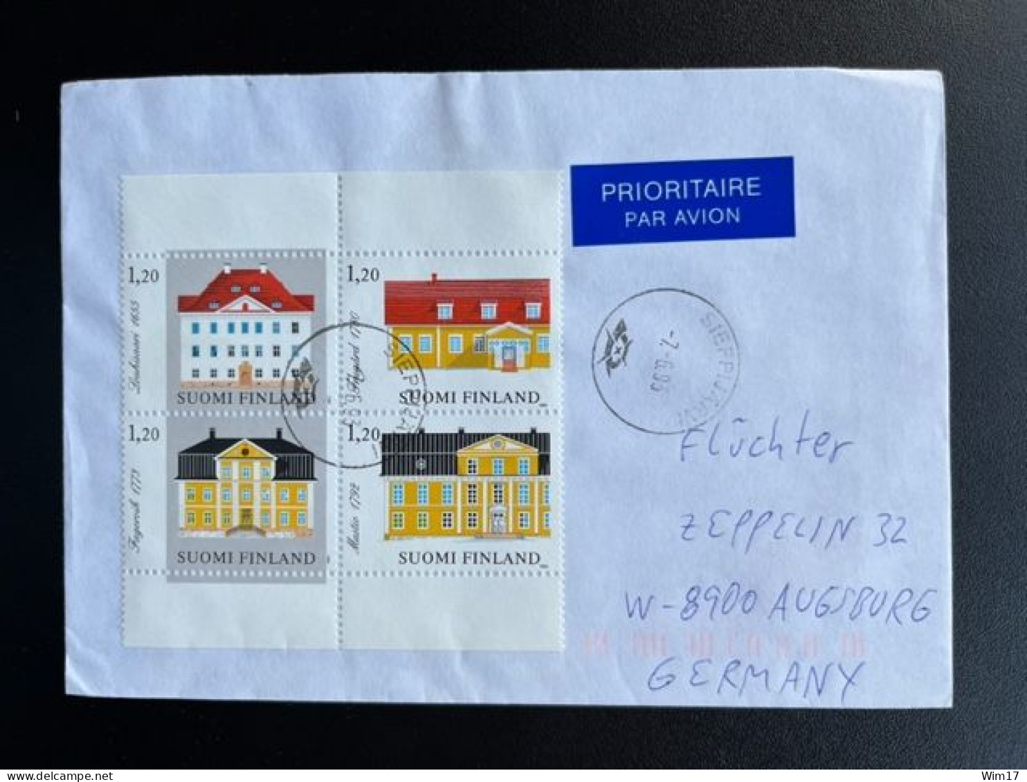 FINLAND SUOMI 1993 LETTER SIEPPIJARVI TO AUGSBURG 07-06-1993 - Covers & Documents