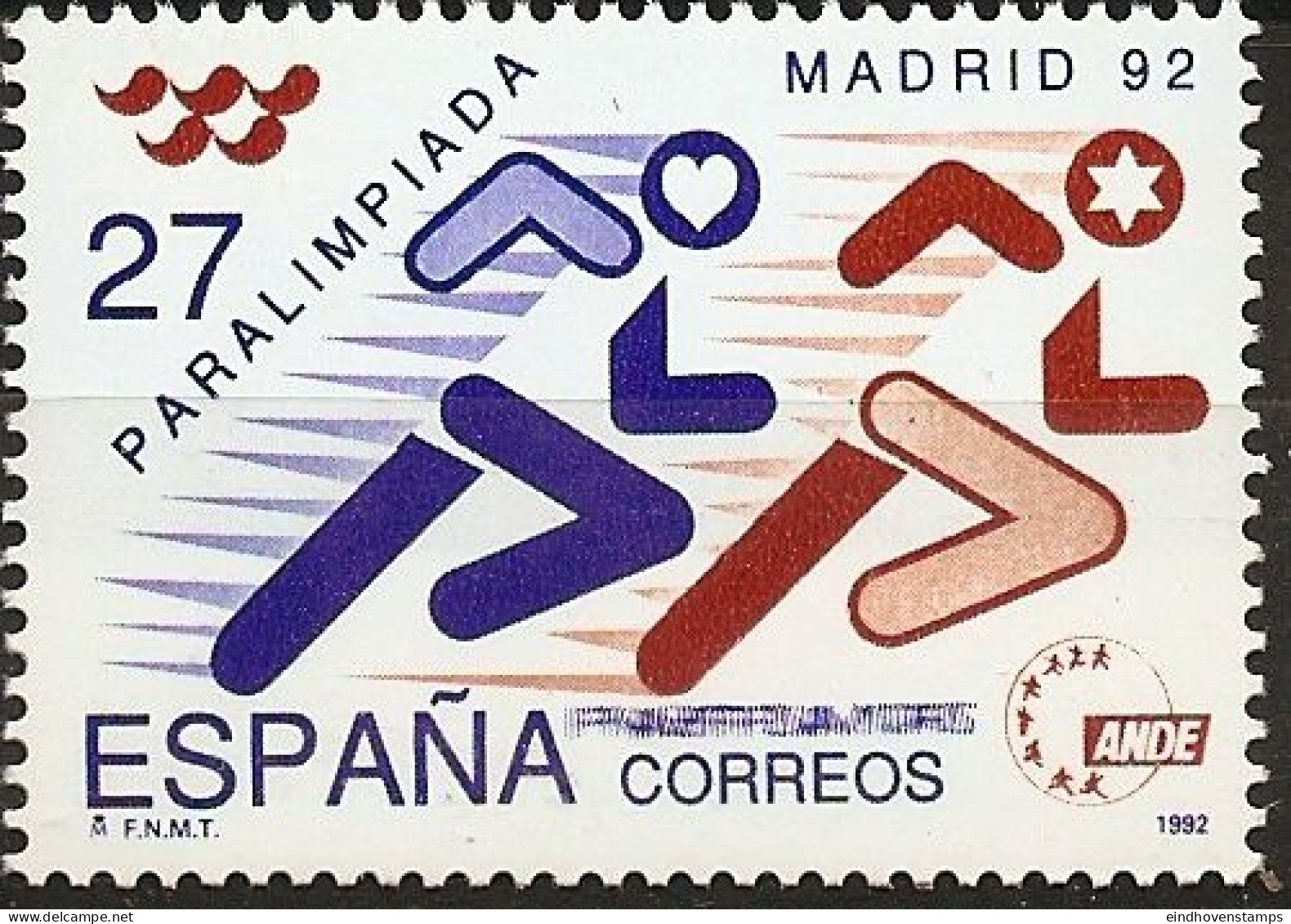 Spain 1992 Paralympic Games Madrid 1 Value MNH Runners - Handisport