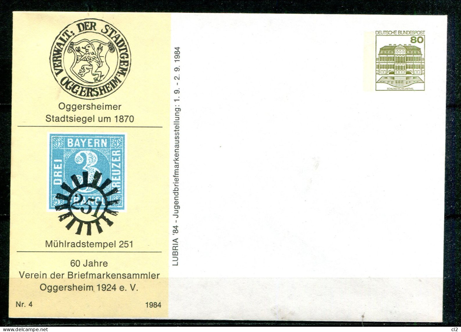 R.F.A. - 60 Jahre Verein Der Briefmarkensammler OGGERSHEIM - Enveloppes Privées - Neuves