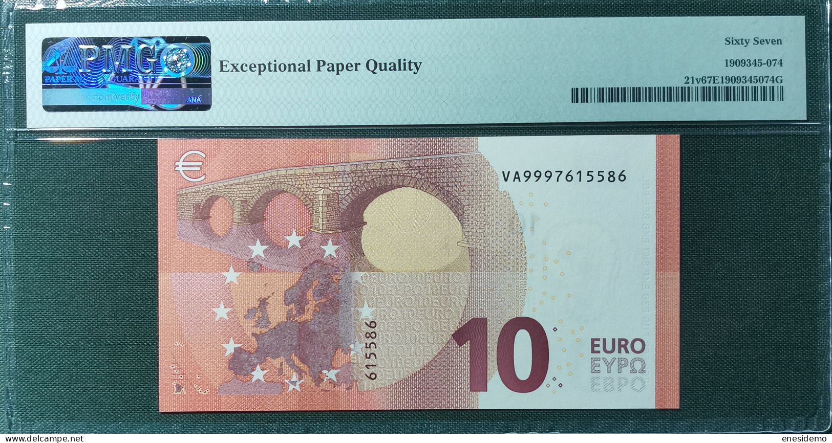 10 EURO SPAIN 2014 DRAGHI V009B5 VA999 SC FDS UNC. PMG 67 EPQ PERFECT - 10 Euro