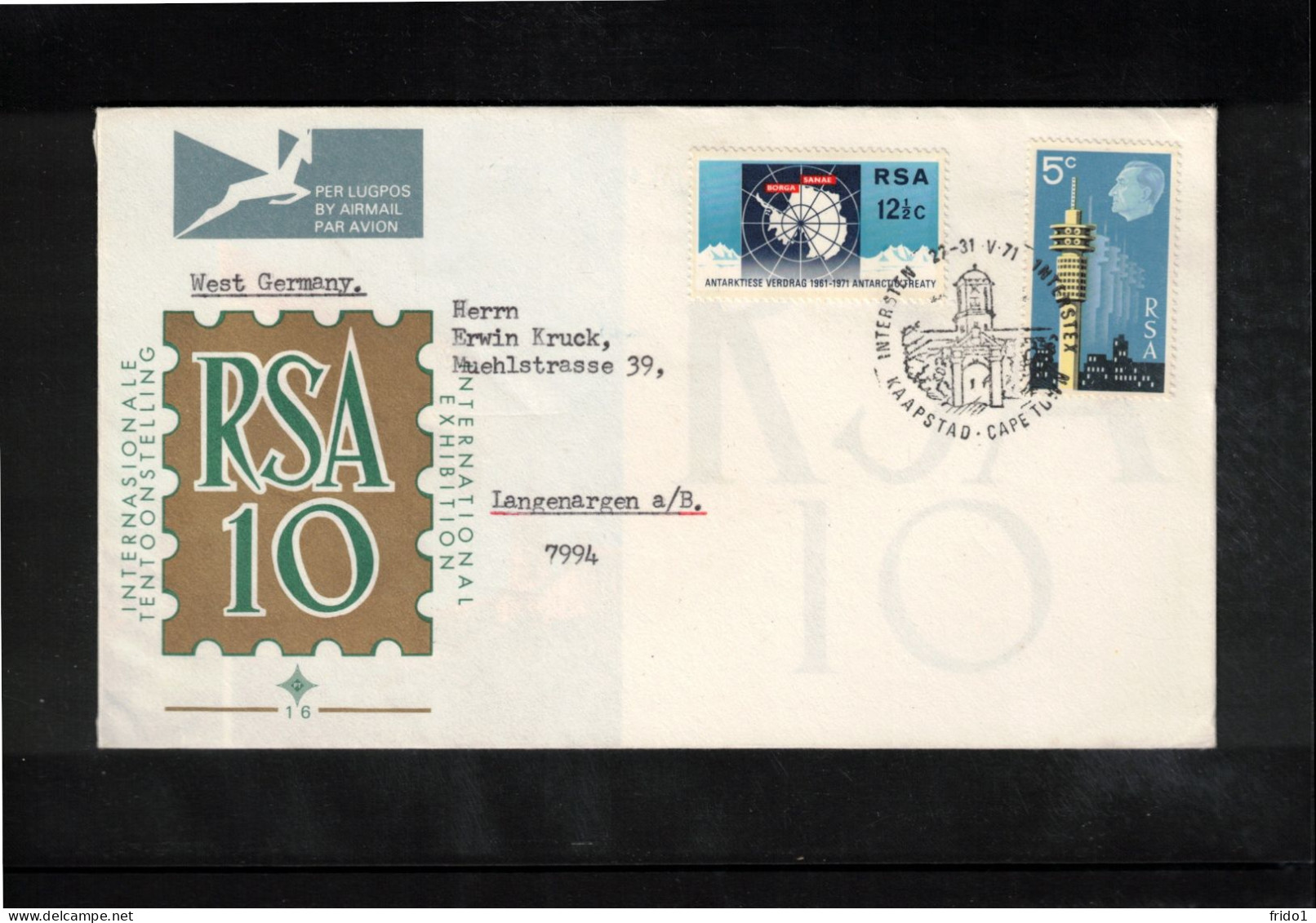 South Africa 1971 Antarctica - 10th Anniversary Of The Antarctic Treaty FDC - Antarctisch Verdrag