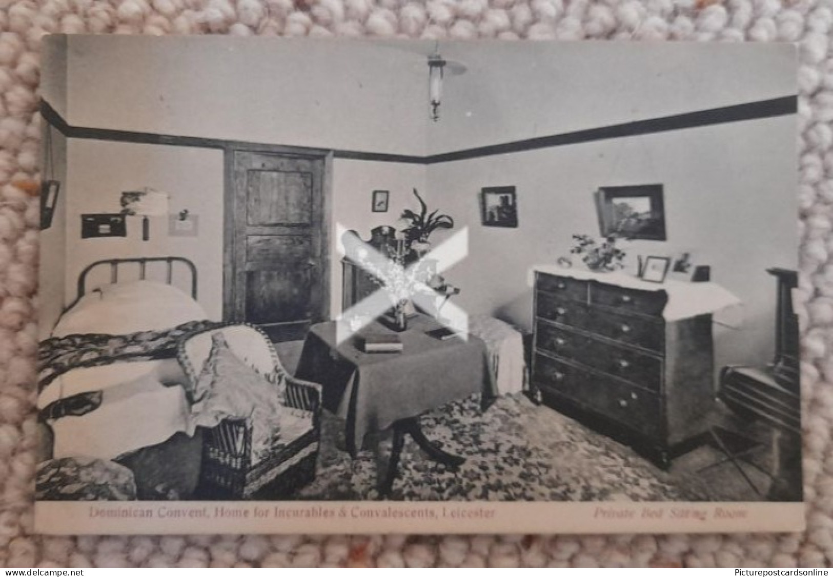 DOMINICAN CONVENT HOME FOR INCURABLES & CONVALESCENTS OLD B/W POSTCARD LEICESTERSHIRE PRIVATE BED SITTING ROOM - Leicester