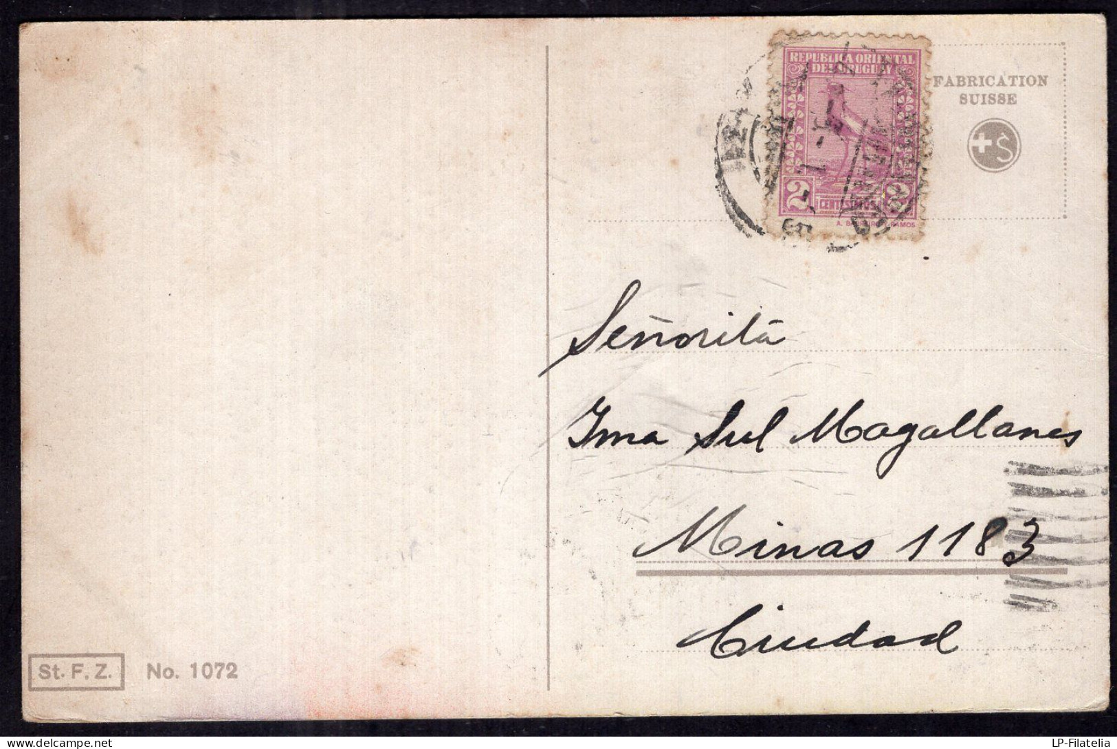 Uruguay - 1925 - Postal Pintura Del Lago De Lugano (Italia) - Uruguay