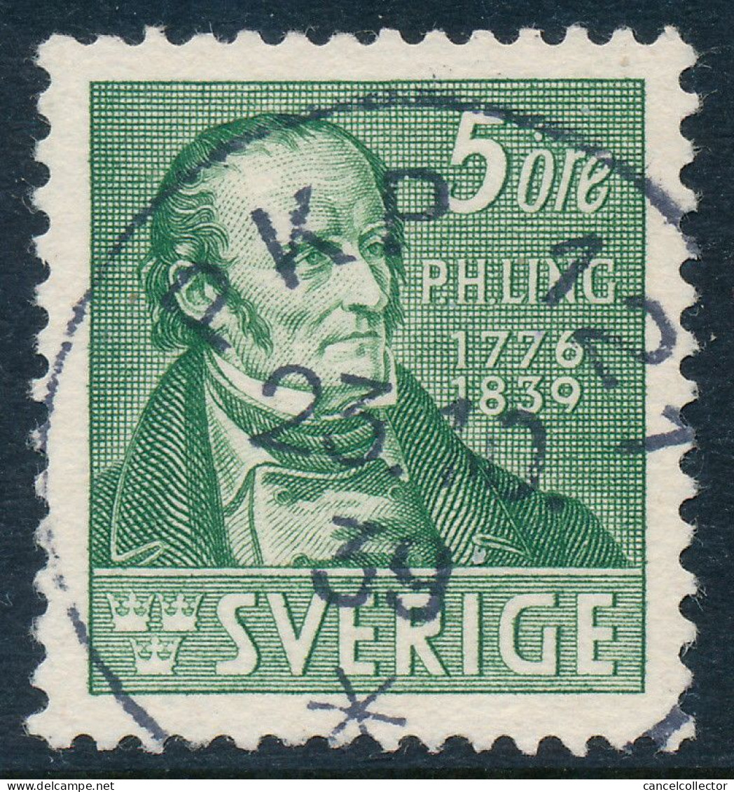 Sweden Suède Sverige: Facit 318C, 5ö Green Ling 4-side, XF Used Cancel PKP 121 23.10.39 (DCSV00427) - 1930- ... Rollen II