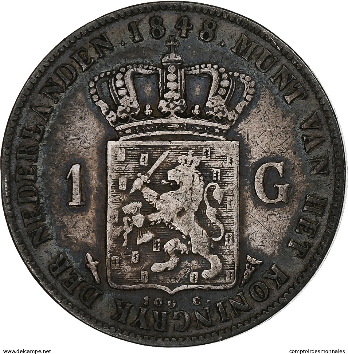 Pays-Bas, William II, Gulden, 1848, Argent, TTB, KM:66 - 1840-1849: Willem II