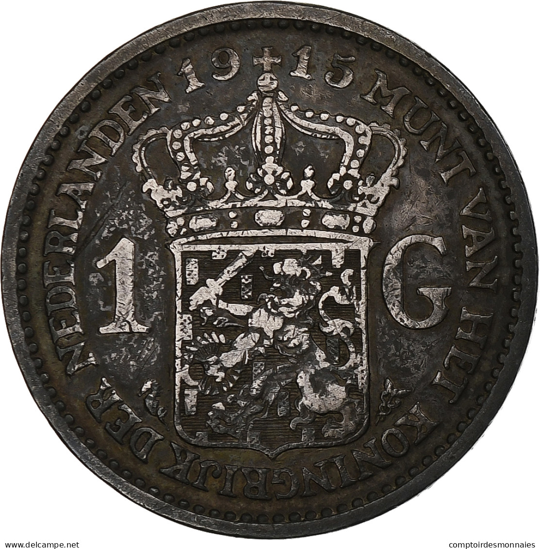 Pays-Bas, Wilhelmina I, Gulden, 1915, Argent, TB+, KM:148 - 1 Florín Holandés (Gulden)