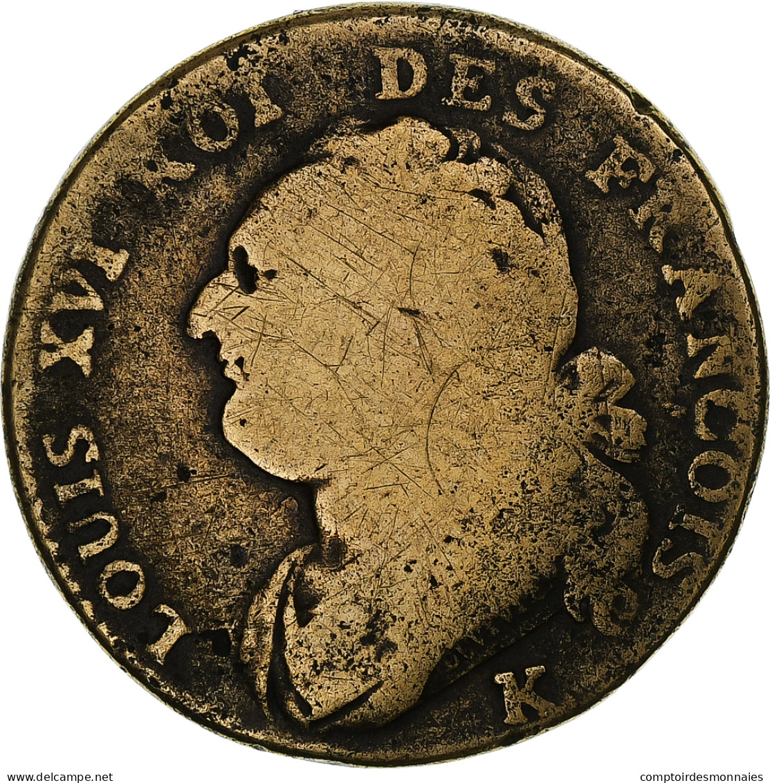 France, Louis XVI, 12 Deniers, 1792, Bordeaux, Bronze, B+, KM:600.8 - Otros & Sin Clasificación