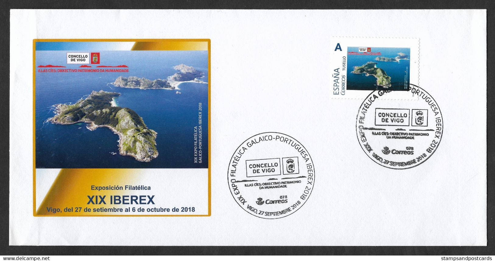 Espagne Lettre Timbre Personnalisé Iles Cíes Vigo 2018 Spain Personalized Stamp Cover Cíes Islands España Sobre Tusello - Iles