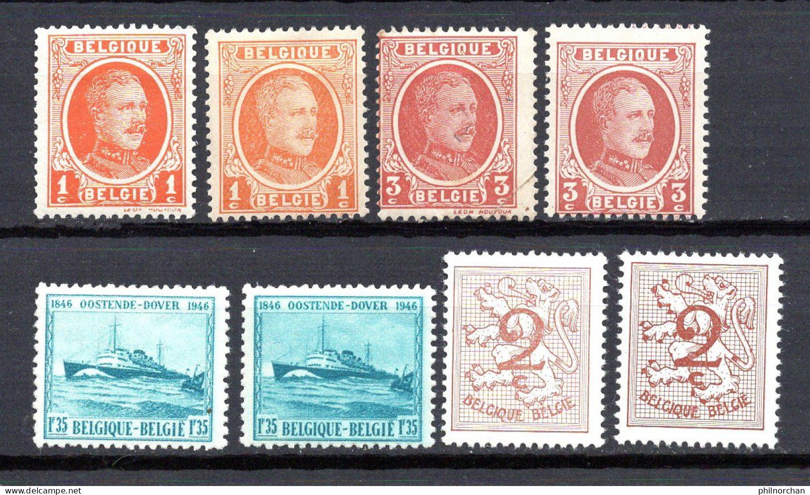 Belgique  Neufs** Variété De Couleurs N°190,192,725,1026A   0,60 €  (cote ? 8 Valeurs) - Zonder Classificatie