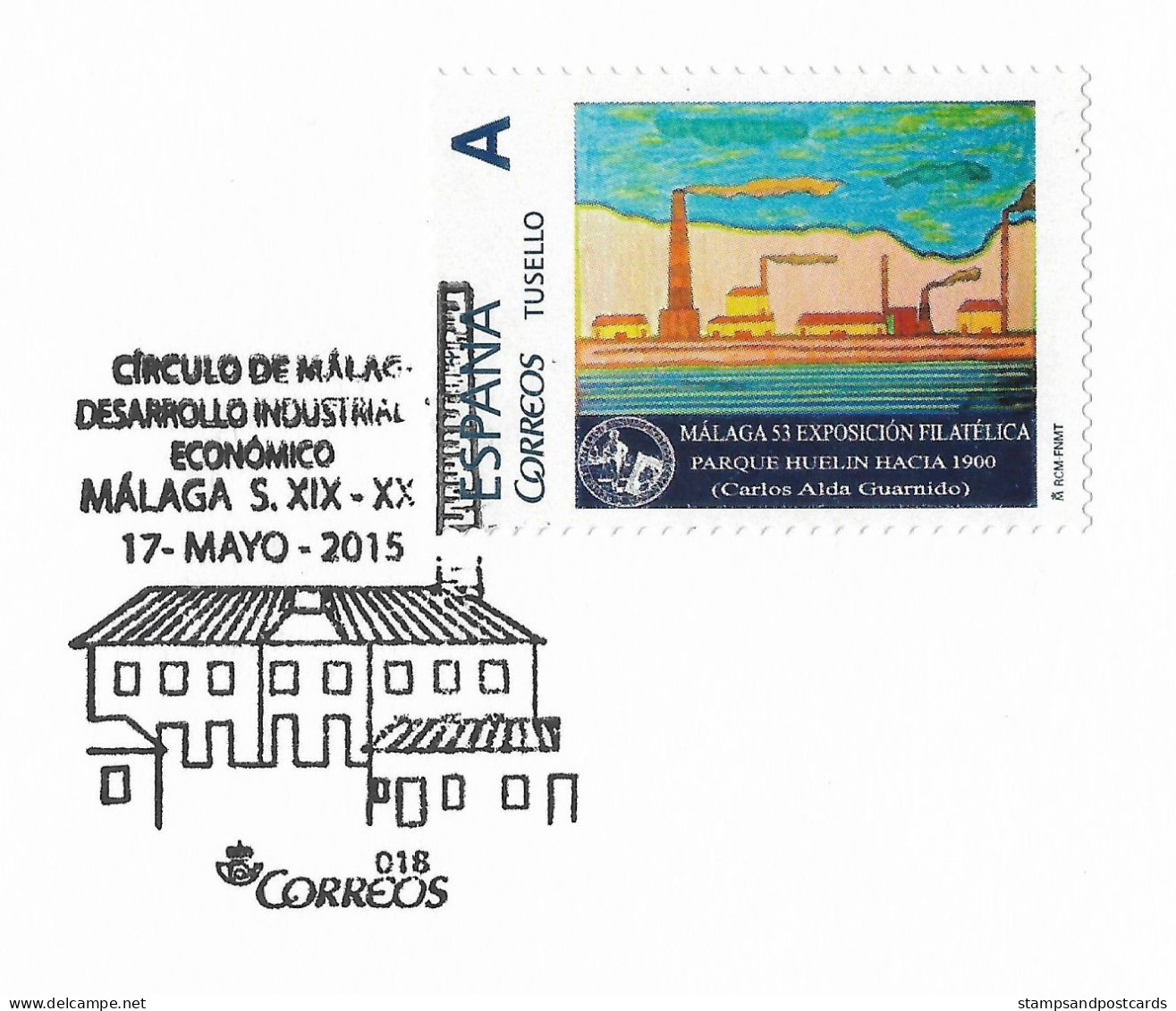 Espagne 2 Lettre Timbre Personnalisé Málaga Industrial 2015 Spain 2 Personalized Stamp Cover España 2 Sobre Tusello - Brieven En Documenten