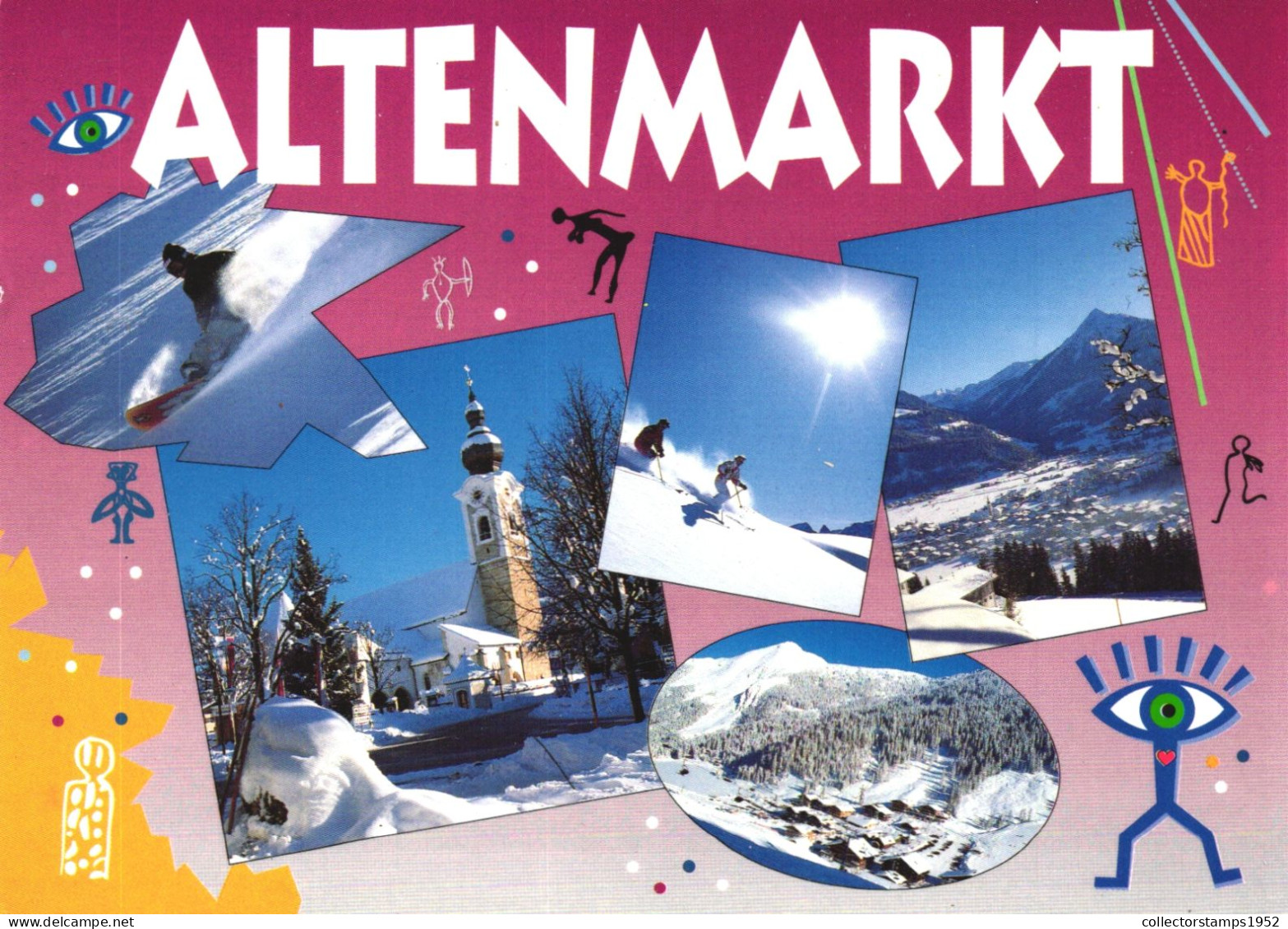 ALTENMARKT, MULTIPLE VIEWS, CHURCH, SKI RESORT, AUSTRIA, POSTCARD - Altenmarkt Im Pongau