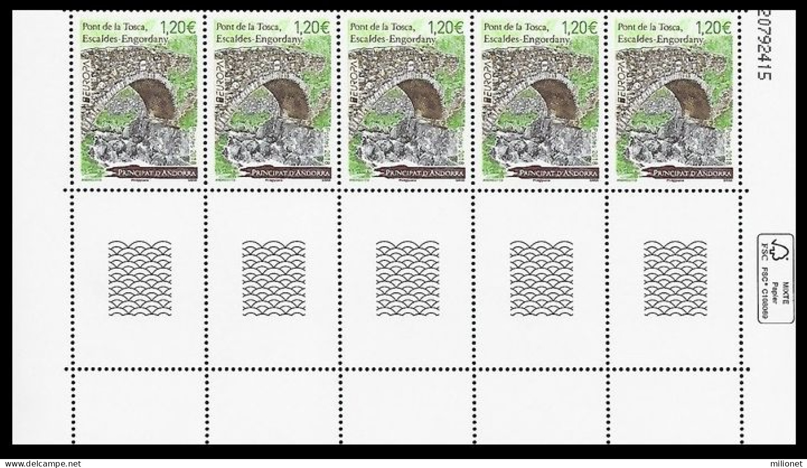 SALE!!! French Andorra Francesa Andorre Französisch Andorra 2018 EUROPA CEPT BRIDGES Block 5 Stamps + 5 Lower Tabs MNH** - 2018