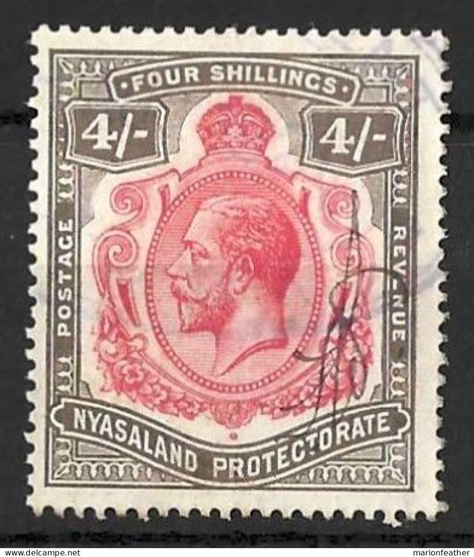 NYASALAND..KING GEORGE V..(1910-36..)...." 1913.."...KEY PLATE.....FISCAL......4/-........SG95.........USED. - Nyassaland (1907-1953)