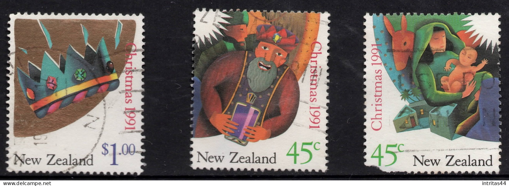 NEW ZEALAND 1991 CHRISTMAS (3) STAMPS VFU - Gebraucht