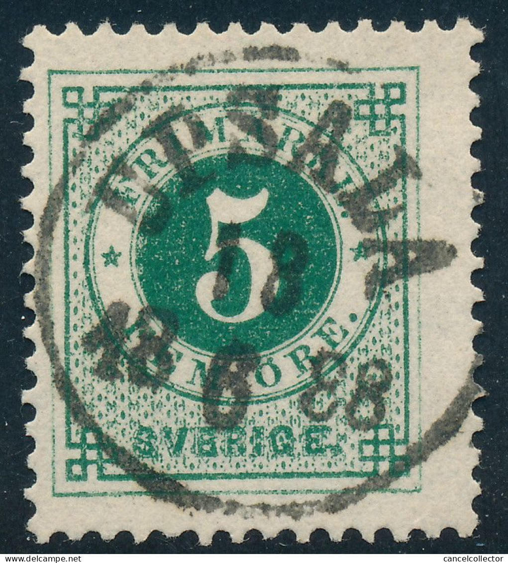 Sweden Suède Sverige: 5ö Green Ringtyp Posthorn, UPSALA 18.6.1888 Cancel (DCSV00432) - 1872-1891 Ringtyp