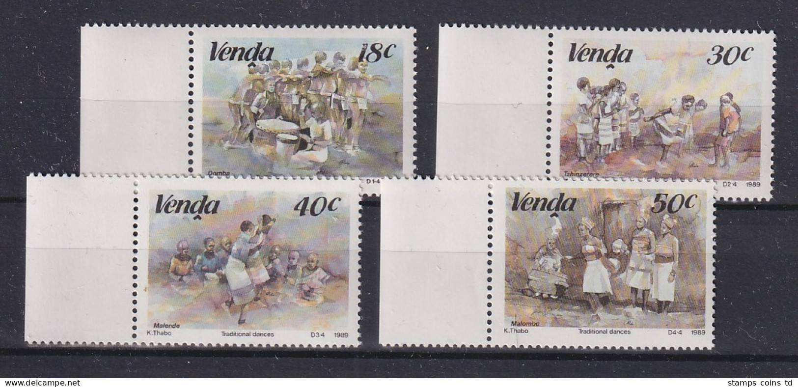 Südafrika RSA Venda 1989 Traditionelle Tänze Mi.-Nr. 187-190 Kpl. **  - Venda