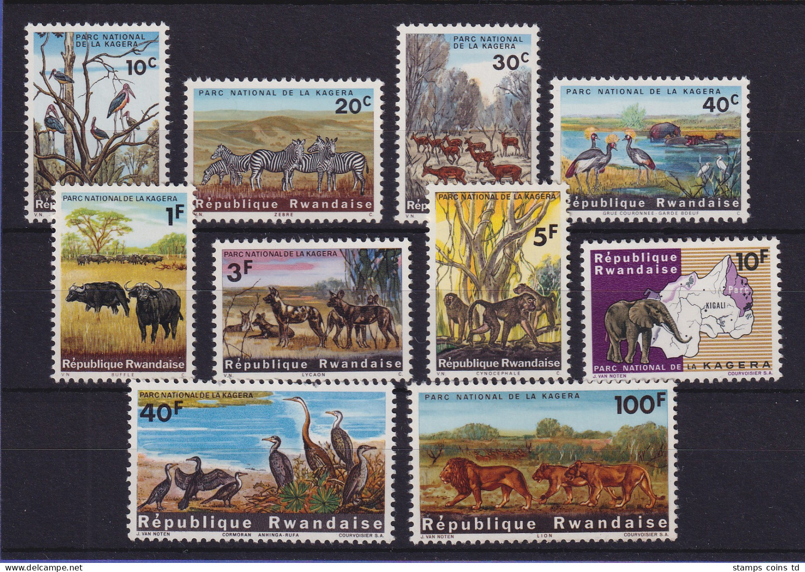 Ruanda 1965 Einheimische Tiere Mi.-Nr. 104-113 A Postfrisch ** - Other & Unclassified