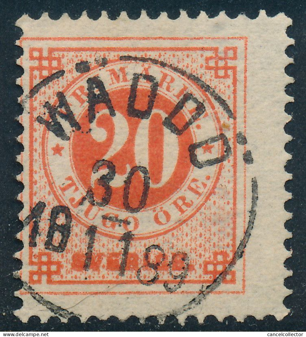 Sweden Suède Sverige 1886: Facit 46, 20ö Red Ringtyp PH, F Used, WÄDDÖ Cancel (DCSV00434) - 1872-1891 Ringtyp