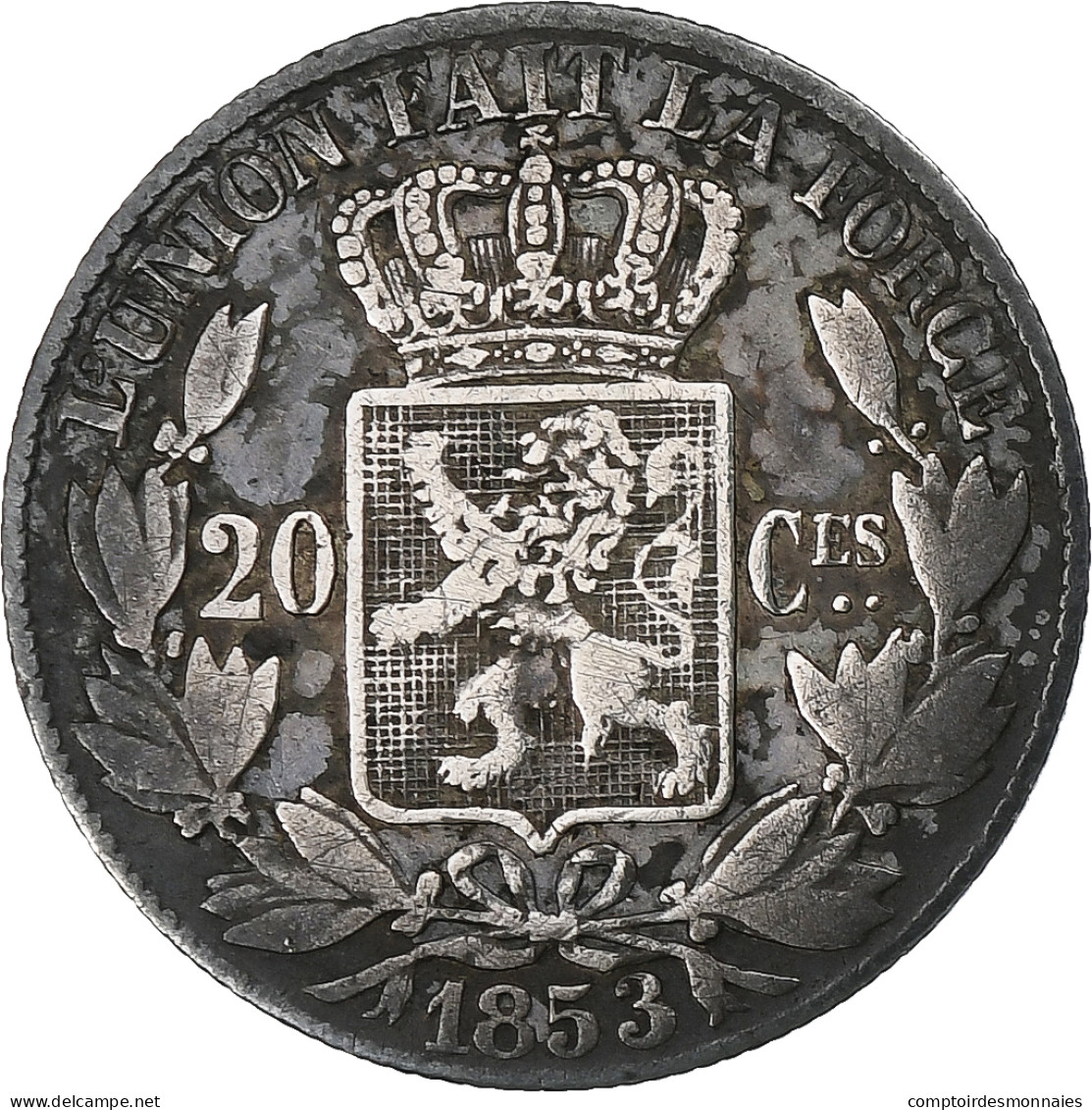 Belgique, Leopold I, 20 Centimes, 1853, Argent, TB+, KM:19 - 20 Cent