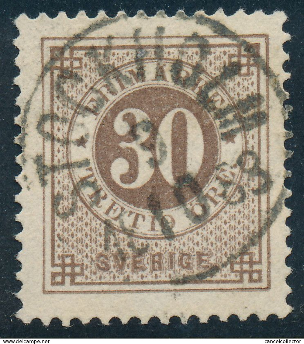 Sweden Suède Sverige: Facit 47, 30ö Brown Ringtyp Posthorn, VF Used LYX STOCKHOLM Cancel (DCSV00435) - 1872-1891 Ringtyp