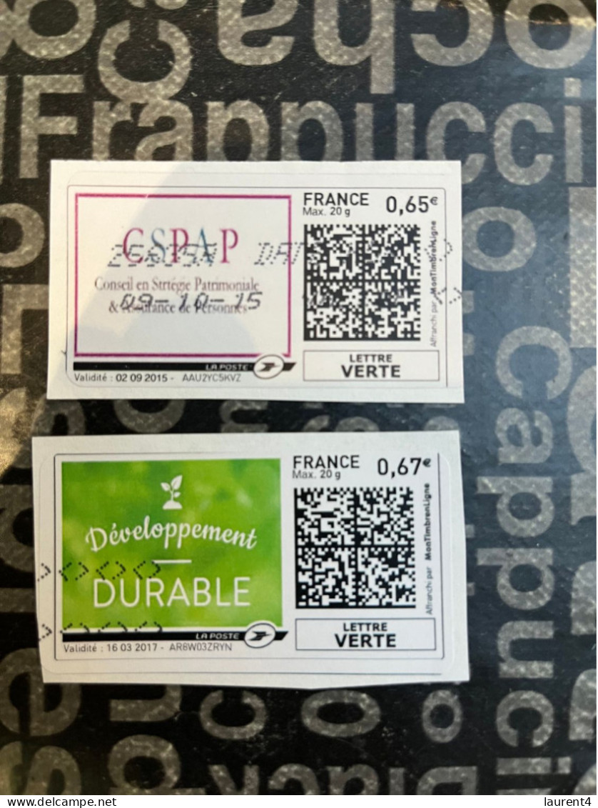 (STAMPS 18-1-2024) FRANCE - Postage Label (2 Postage Labels As Seen On Scan) Eco Pli Or Lettre Verte  Etc - Printable Stamps (Montimbrenligne)