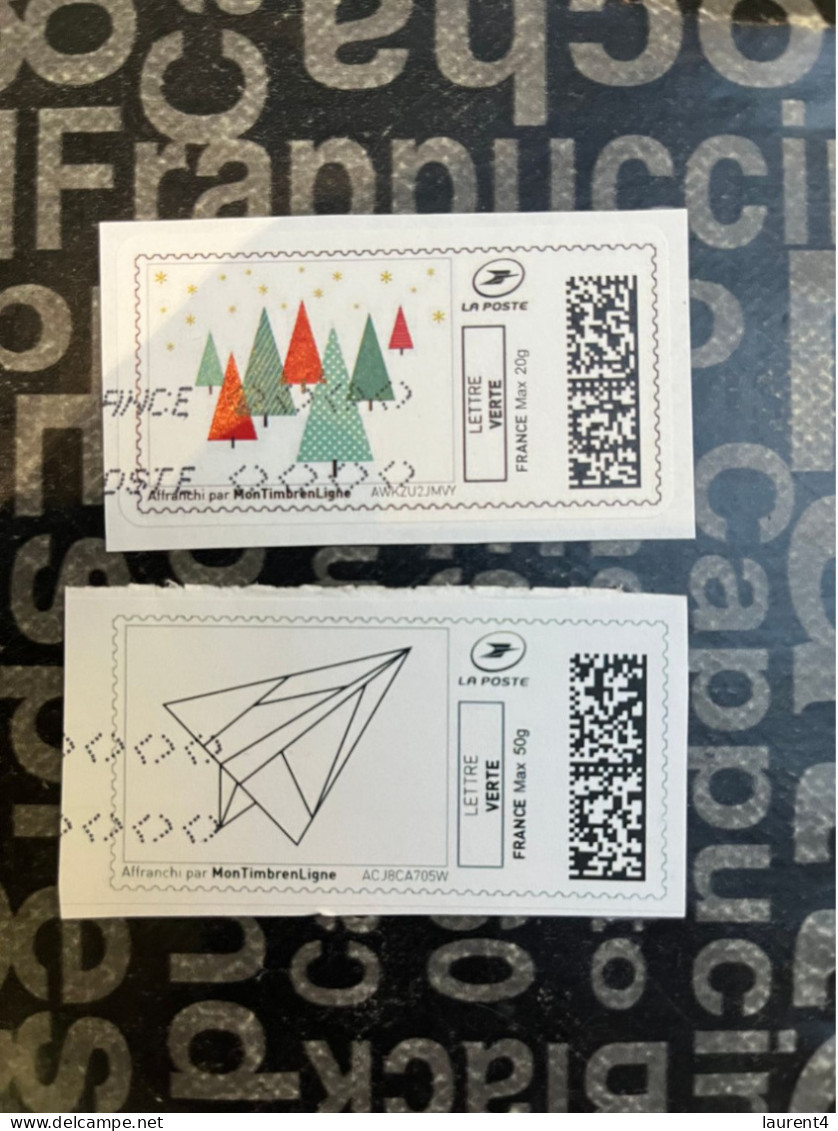 (STAMPS 18-1-2024) FRANCE - Postage Label (2 Postage Labels As Seen On Scan) Eco Pli Or Lettre Verte  Etc - Druckbare Briefmarken (Montimbrenligne)