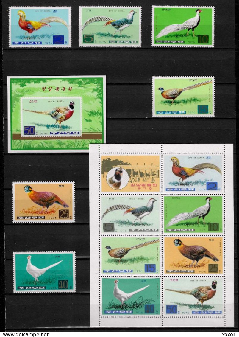 Korea, North 1976 MiNr. 1500 - 1506 (Block 25) Korea-Nord Birds Pheasants 6v + S\sh + M\sh  MNH**  30.00 € - Gallinacées & Faisans
