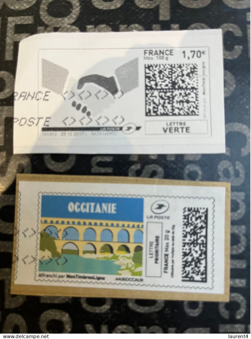 (STAMPS 18-1-2024) FRANCE - Postage Label (2 Postage Labels As Seen On Scan) Eco Pli Or Lettre Verte  Etc (Occitanie) - Printable Stamps (Montimbrenligne)