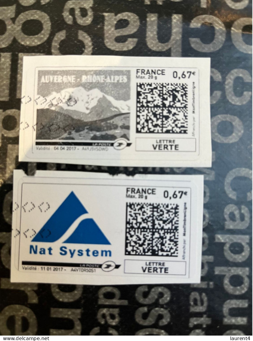 (STAMPS 18-1-2024) FRANCE - Postage Label (2 Postage Labels As Seen On Scan) Eco Pli Or Lettre Verte  Etc (Nat System) - Francobolli Stampabili (Montimbrenligne)