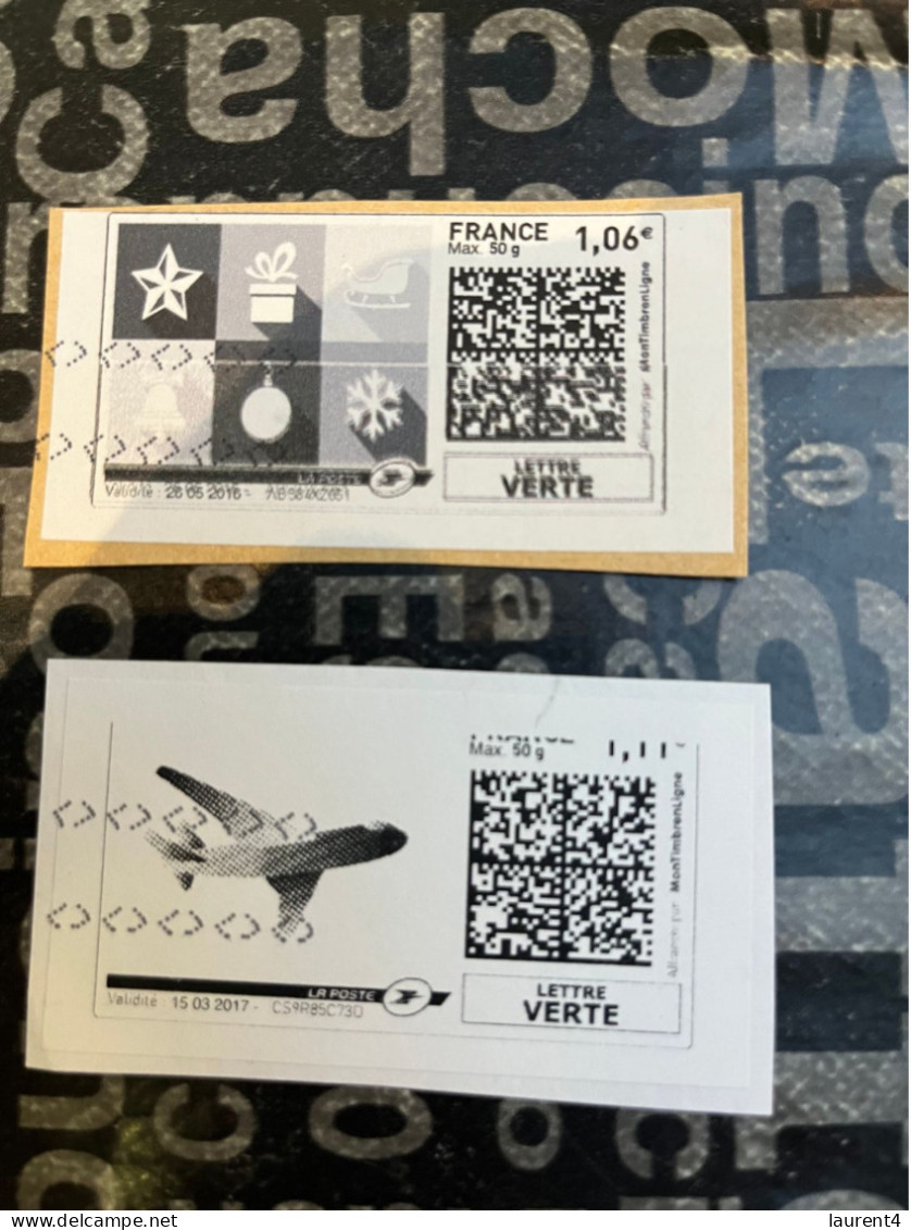 (STAMPS 18-1-2024) FRANCE - Postage Label (2 Postage Labels As Seen On Scan) Eco Pli Or Lettre Verte  Etc (aricfat) - Francobolli Stampabili (Montimbrenligne)