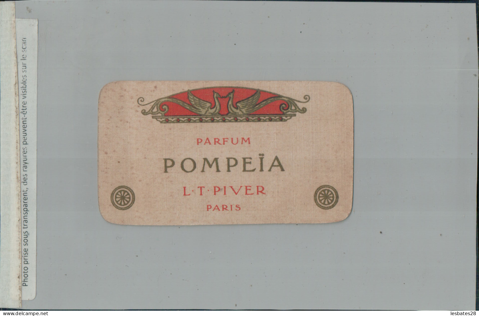 Carte Parfumée Parfum Pompeïa L.T. Piver Paris, Verso Calendrier 1917  (2024 Jan Boite Chromo) - Anciennes (jusque 1960)