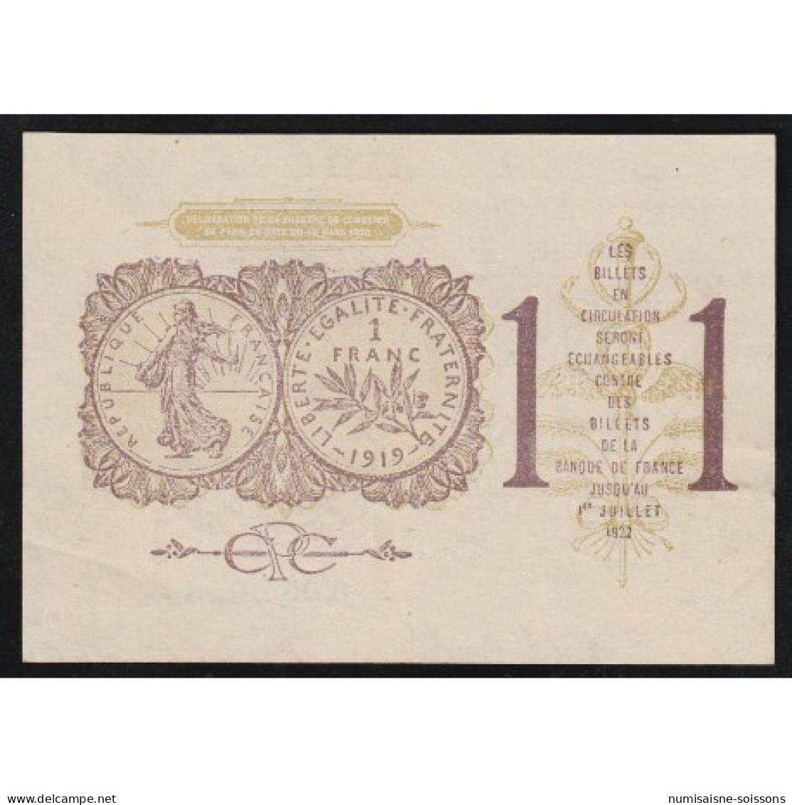 75 - PARIS - 1 FRANC - 10/03/1920 - CHAMBRE DE COMMERCE - SUP - Non Classificati