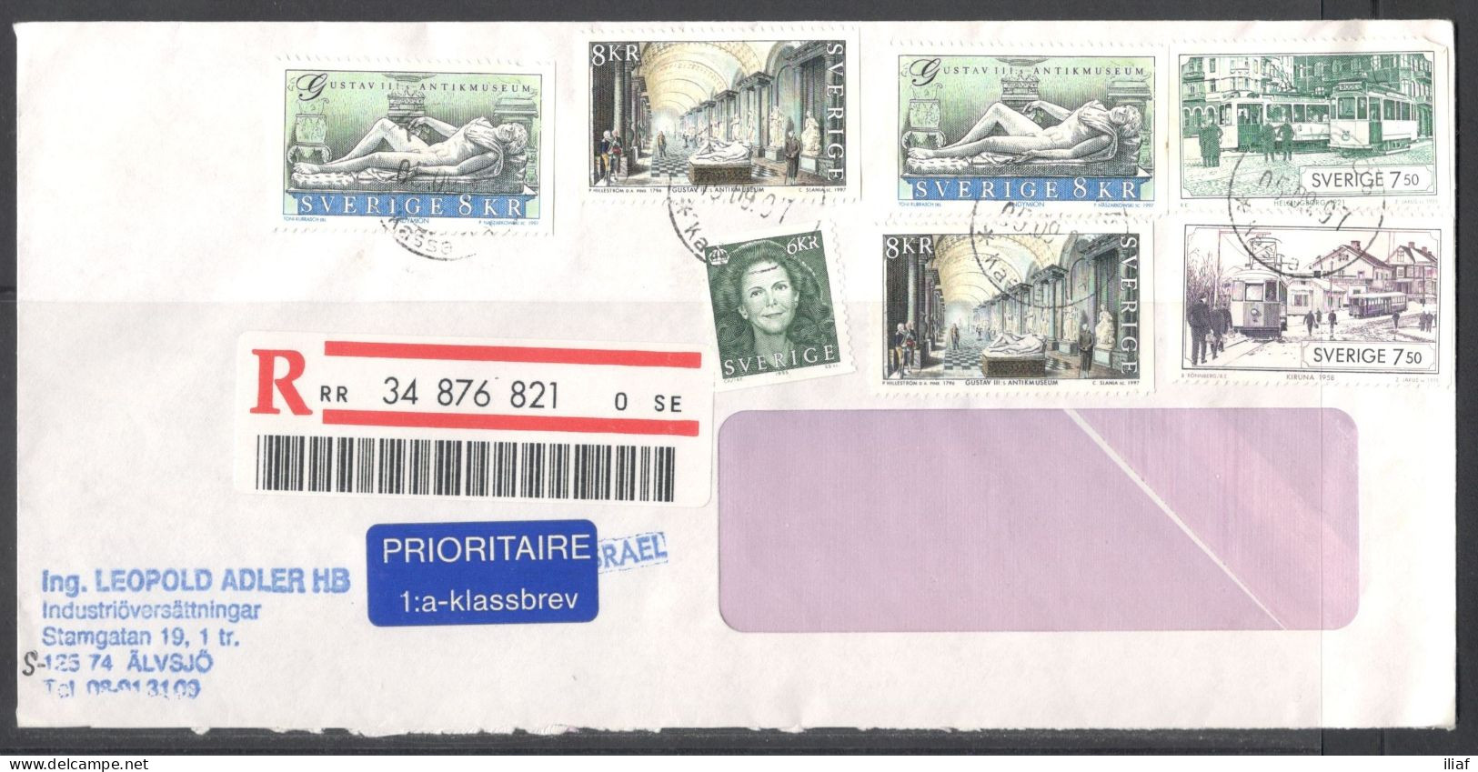 Sweden. Registered Letter, Sent From Alvsjo On 5.09.1997 - Brieven En Documenten