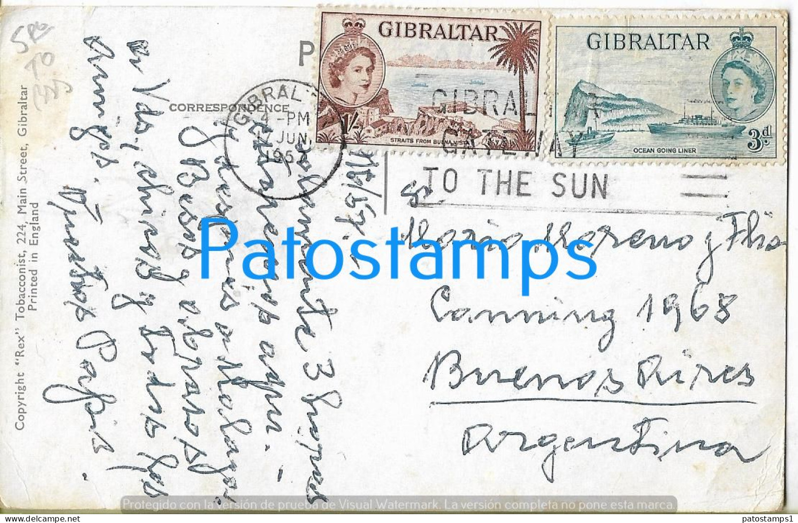 222608 GIBRALTAR CATALAN BAY VILLAGE CIRCULATED TO ARGENTINA POSTAL POSTCARD - Gibraltar