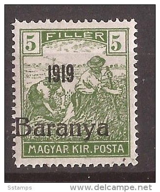 6.-  24 1919  19   BARANYA  UNGARN SERBIA JUGOSLAVIJA OVERPRINT  - B. -  TYP IIINTERESSANT  - TYP II NEVER HINGED - Baranya