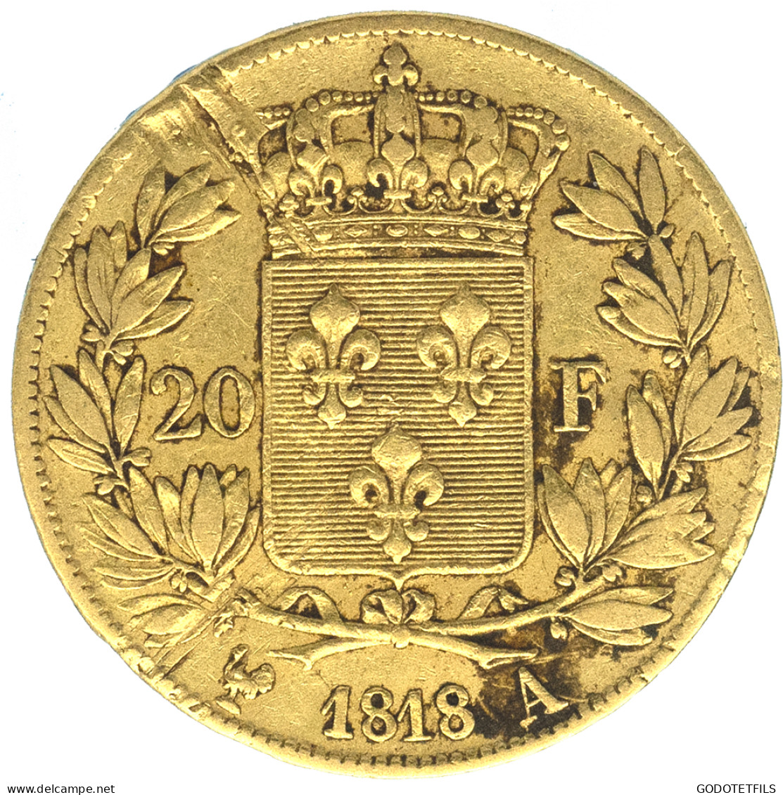 Louis XVIII-20 Francs 1818 Paris - 20 Francs (or)