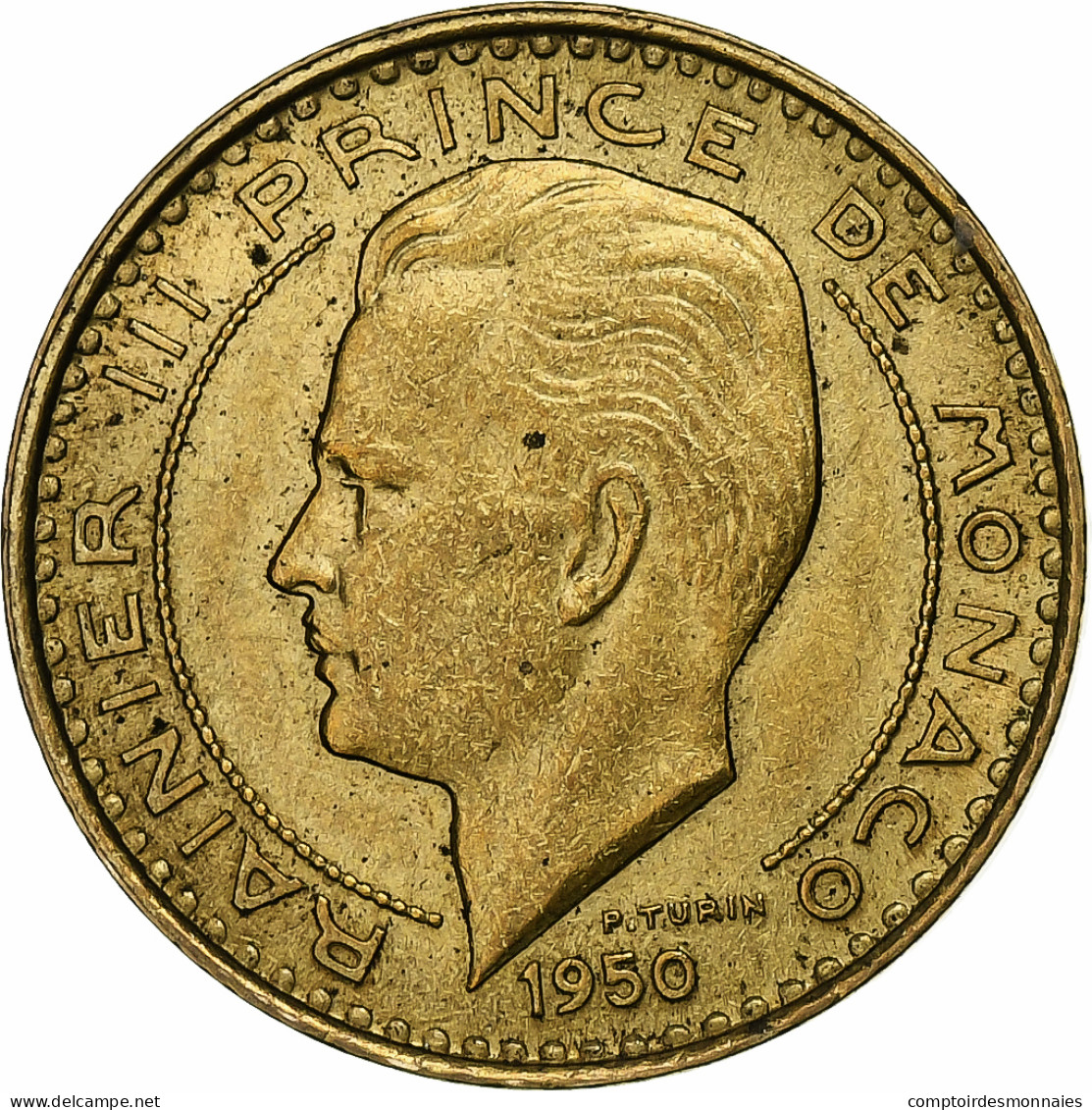 Monaco, Rainier III, 10 Francs, 1950, Bronze-Aluminium, TTB+, Gadoury:MC 139 - 1949-1956 Old Francs